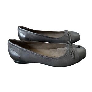 Ecco Touch Ballerina Flat Women 8/8.5 EU 39 Gray Leather Minimalist Office